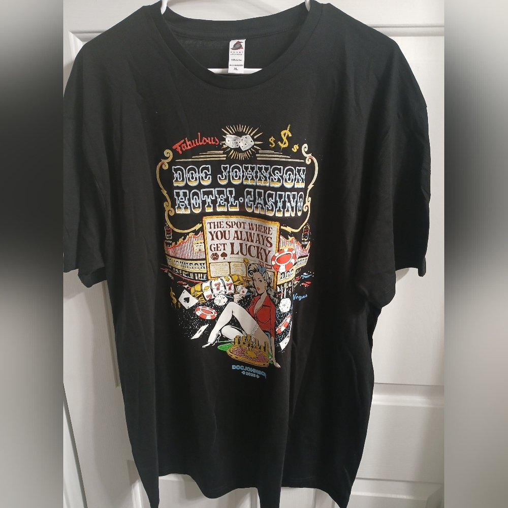 Black Graphic T-Shirt with Casino Design
